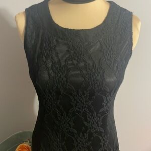 Fun2Fun Sleeveless Black Dress lined with a Lace overlay Medium